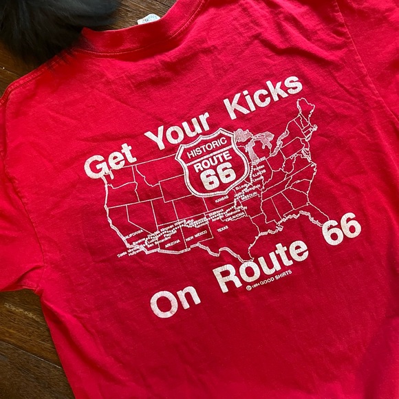 VINTAGE '90s Get Your Kicks on Route 66 pocket t-shirt - Picture 2 of 6